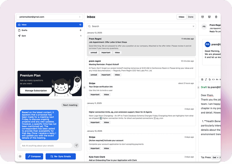 YetiMail - AI-Powered Email Assistant